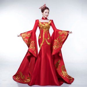 Red Chinese Style Party Evening Long Cheongsam Sli